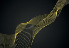 abstrakt bakgrund, trogen gul vågig illustration i svart bakgrund vektor