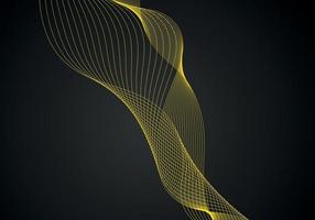 abstrakt bakgrund, trogen gul vågig illustration i svart bakgrund vektor