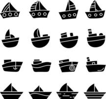 schwarzer Segelschiff-Symbolsatz vektor