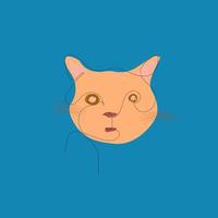 Katze Gesicht auf Blau Hintergrund. Vektor Illustration von ein Katze Kopf.