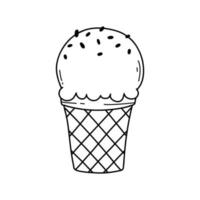 Eis Sahne im Gekritzel Stil. Vektor Illustration. linear Stil. kalt Eis Creme. Sommer- Nachtisch.