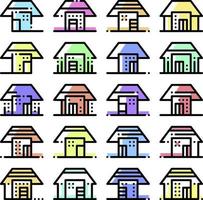 Arten von Häusern Icon Set vektor