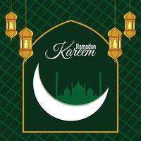 Ramadan Kareem islamisches Festival Hintergrund mit islamischen Laternen vektor