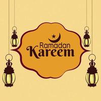 flache islamische Grußkarte Ramadan Kareem Hintergrund vektor