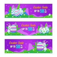 påsk marknadsföring försäljning banner med lila bakgrund vektor