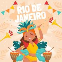 vackra samba dansare dansar på rio carnaval vektor