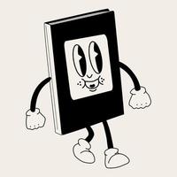 bok 30s tecknad serie maskot karaktär 40-talet, 50-tal, 60s gammal animering stil i svart och vit Färg vektor