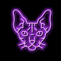 sphynx katt söt sällskapsdjur neon glöd ikon illustration vektor