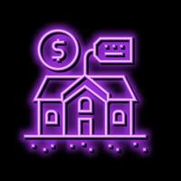 Vermietung Eigentum Nachlass Zuhause Neon- glühen Symbol Illustration vektor