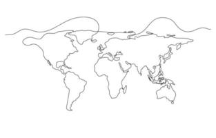 ett stroke konst av värld Karta vektor