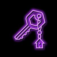 Schlüssel Eigentum Nachlass Zuhause Neon- glühen Symbol Illustration vektor