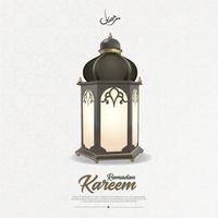 Ramadan kareem Arabisch Kalligraphie Gruß Design islamisch mit klassisch Muster und Laterne vektor