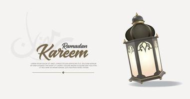 Ramadan kareem Arabisch Kalligraphie. realistisch Luxus Laterne Stil 3d modern Konzept zum islamisch Gruß Hintergrund. vektor