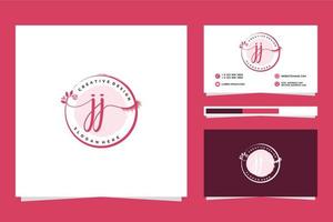 första jj feminin logotyp samlingar och företag kort templat premie vektor