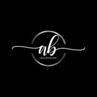 första ab feminin logotyp samlingar mall. handstil logotyp av första signatur, bröllop, mode, smycken, boutique, blommig och botanisk med kreativ mall för några företag eller företag. vektor