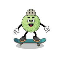 melon frukt maskot spelar en skateboard vektor