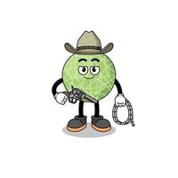 karaktär maskot av melon frukt som en cowboy vektor