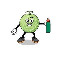Melone Obst Illustration Karikatur halten Moskito abweisend vektor