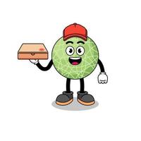 melon frukt illustration som en pizza deliveryman vektor