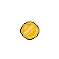 guld mynt i pixel konst stil vektor