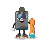 Maskottchen Karikatur von Smartphone Snowboard Spieler vektor