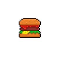 Burger Essen im Pixel Kunst Stil vektor