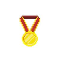 guld medalj i pixel konst stil vektor