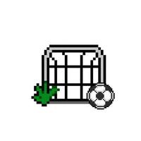 mål och fotboll boll i pixel konst stil vektor