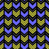 Blau Gelb Pfeil nahtlos Muster isoliert auf schwarz Hintergrund. vektor