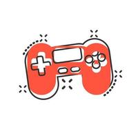 joystick tecken ikon i komisk stil. gamepad vektor tecknad serie illustration på vit isolerat bakgrund. gaming trösta kontrollant företag begrepp stänk effekt.