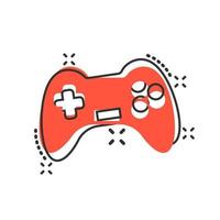 joystick tecken ikon i komisk stil. gamepad vektor tecknad serie illustration på vit isolerat bakgrund. gaming trösta kontrollant företag begrepp stänk effekt.