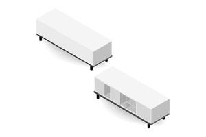 isometrisk modern skänk. en realistisk 3d-möbel-tv-hylla. inre element i vardagsrummet. vektor illustration design.