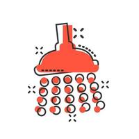 Duschschild-Symbol im Comic-Stil. badezimmer wasser gerät vektor cartoon illustration auf weißem hintergrund isoliert. Geschäftskonzept-Splash-Effekt waschen.