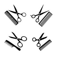 Kamm und Schere Symbol. Schere Haarbürste Vektor Illustration, Haar Kämme und Schere einstellen isoliert auf ein Weiß Hintergrund. Barbier Symbol, Vektor Beste eben Symbol.