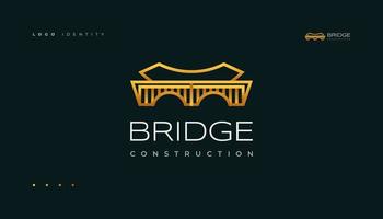 Luxus Brücke Logo mit abstrakt Gold Farbe Design vektor