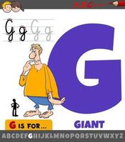 Buchstabe g aus dem Alphabet mit Zeichentrickfilm-Riesen-Fantasy-Charakter vektor