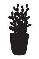 vektor illustration av kaktus silhuett. isolerat på vit bakgrund. mörk kaktus i pott.