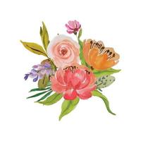 vattenfärg blomma bukett ClipArt vektor