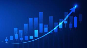 finanziell Geschäft Statistiken mit Bar Graph und Kerzenhalter Diagramm Show Lager Markt Preis und Wirksam verdienen auf Blau Hintergrund vektor