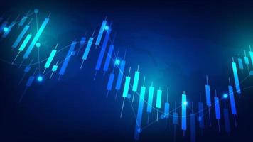 finansiell affärsstatistik med stapeldiagram och ljusstakediagram visar börskurs och effektiv intjäning på blå bakgrund vektor