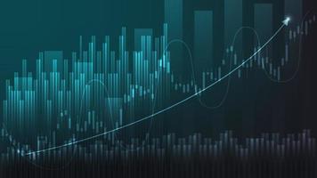 Konzept der Wirtschaftssituation. finanzgeschäftsstatistiken mit balkendiagramm und kerzendiagramm zeigen börsenkurs und wechselkurs auf grünem hintergrund vektor