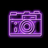 Foto kamera retro grej neon glöd ikon illustration vektor