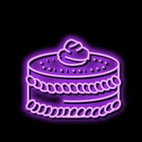 Sahne Kuchen Essen Dessert Neon- glühen Symbol Illustration vektor