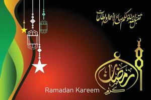 Vektor Illustration Ramadan Karem Gold Kalligraphie Typografie im Hintergrund rot und schwarz elegant Konzept