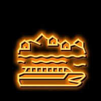 Fluss Kreuzfahrt Neon- glühen Symbol Illustration vektor