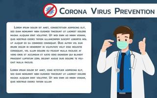 Arzt tragen Schutzmaske gegen das Virus. der Kampf gegen Coronavirus Infografik Banner. vektor