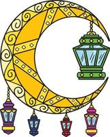Ramadan Halbmond Mond Laternen Karikatur Clip Art vektor