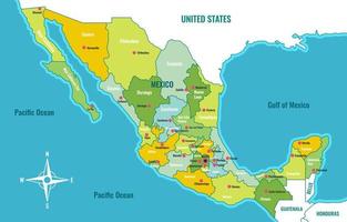 Land Karte von Mexiko mit Umgebung Grenzen vektor