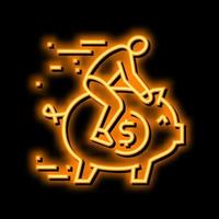 Atmung Zimmer finanziell Freiheit Geld Neon- glühen Symbol illustrati vektor