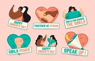 Happy Women 's Day Sticker Set vektor